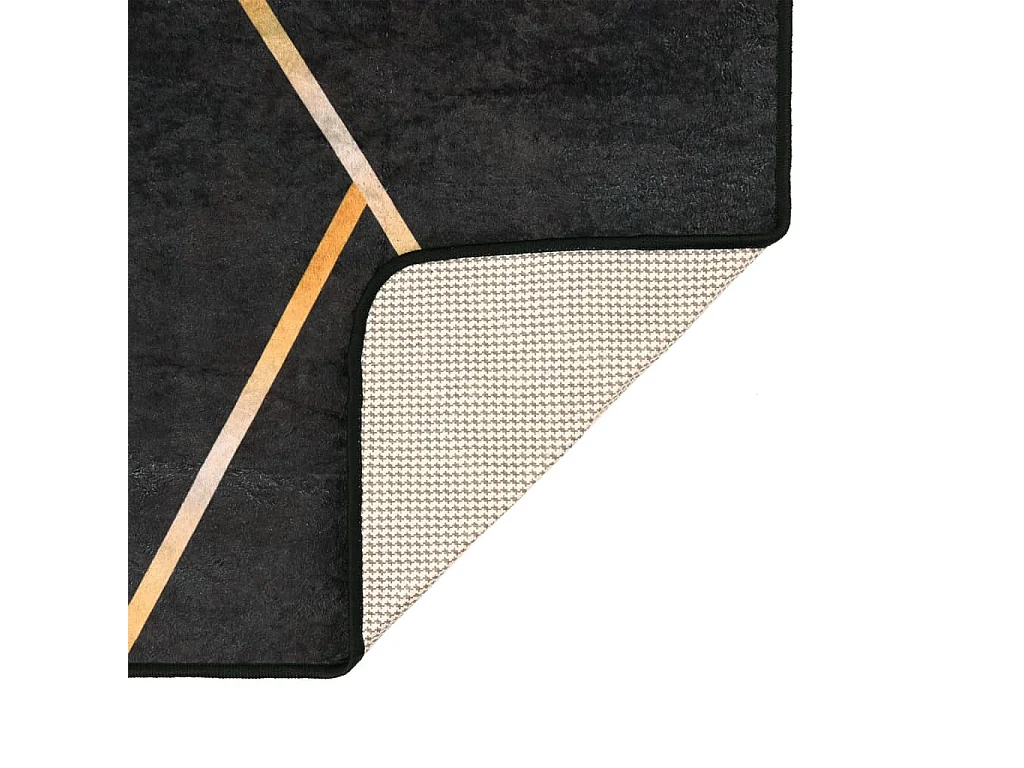 Tapis lavable noir et doré 80x300 cm antidérapant