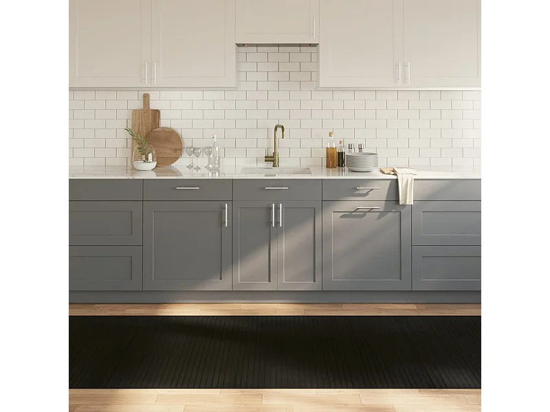 Alfombra rectangular bambú negro 100x300 cm