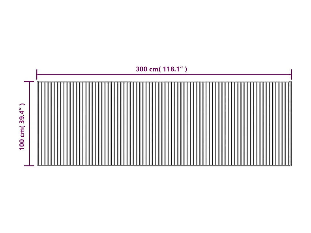 Tapis rectangulaire noir 100x300 cm bambou