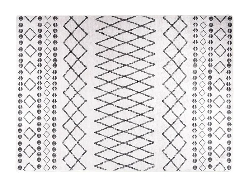 Tapete lavável antiderrapante 120x180 cm preto e branco