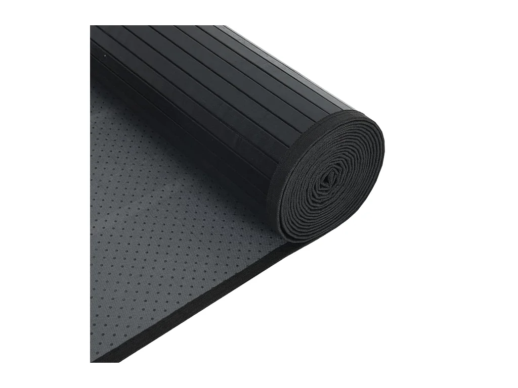 Alfombra rectangular bambú negro 100x1000 cm