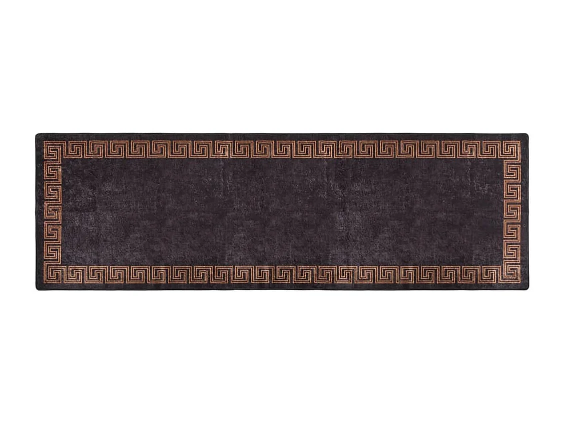 Tapis lavable antidérapant 80x300 cm noir et doré