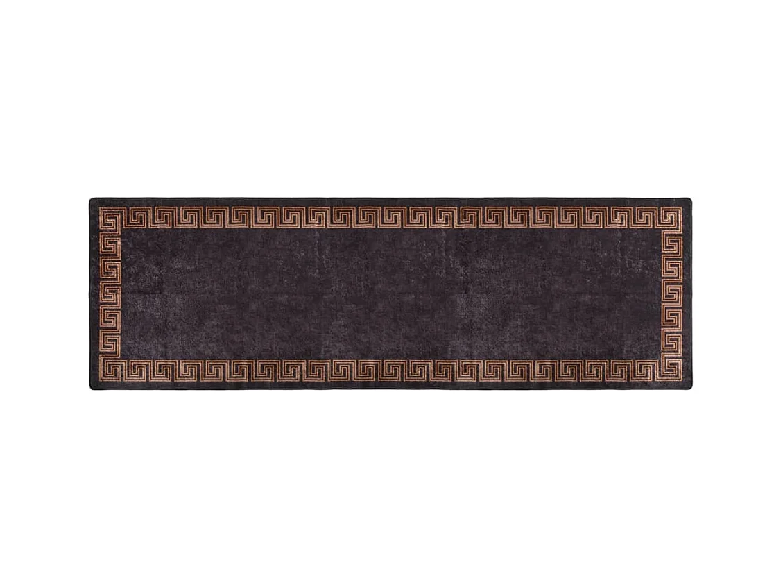 Tapete lavável antiderrapante 80x300 cm preto e dourado