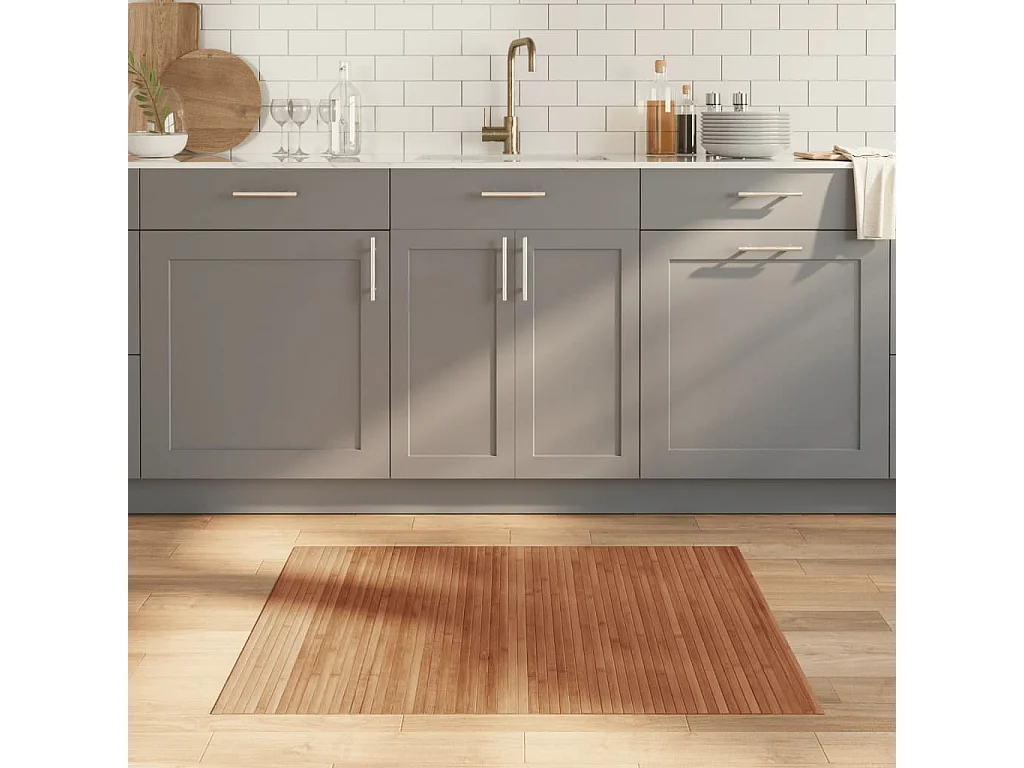 Tapis rectangulaire marron 80x100 cm bambou