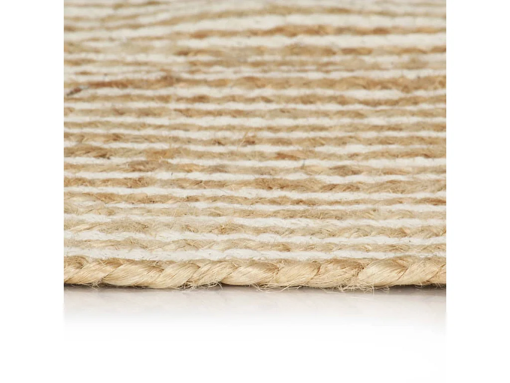 Alfombra de yute tejida a mano diseño espiral blanco 90 cm