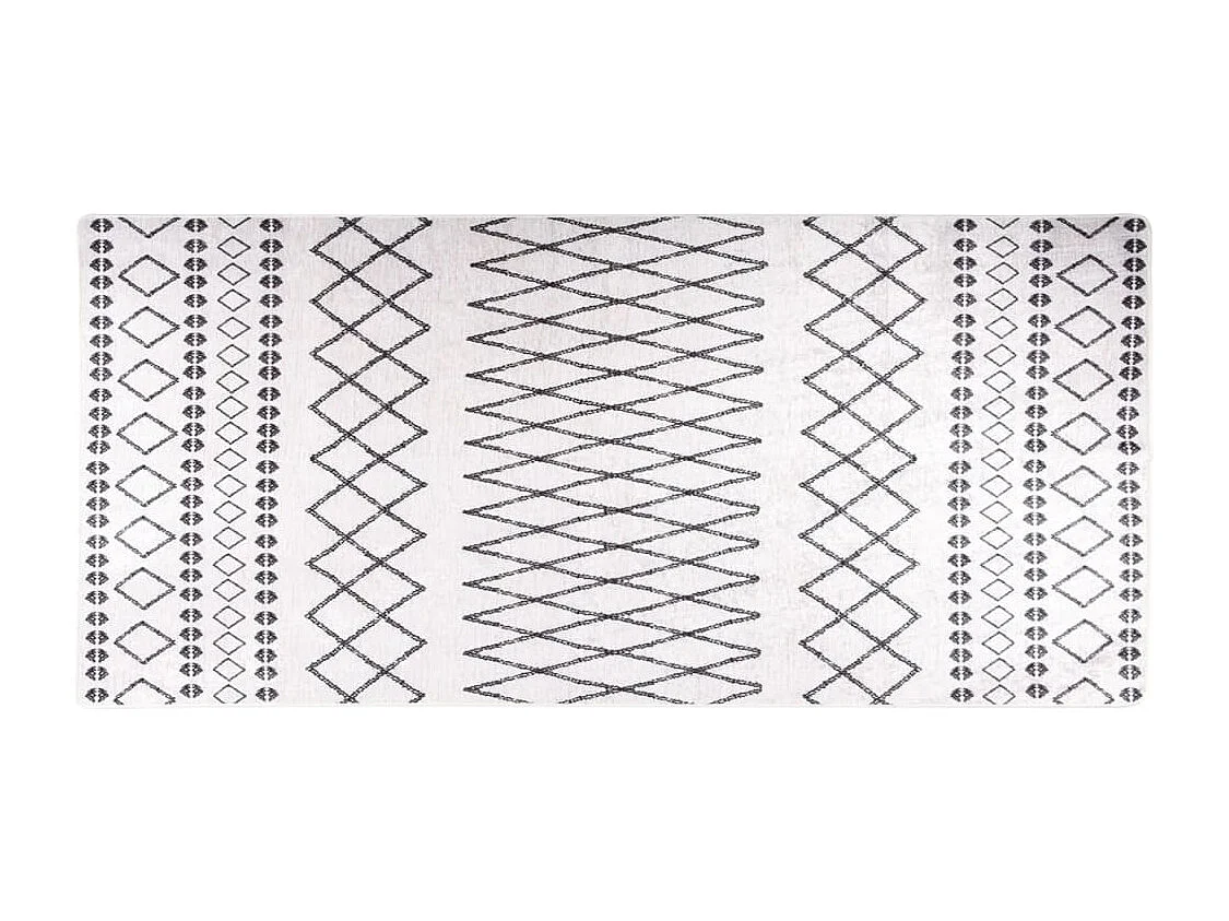 Tapete lavável antiderrapante 80x300 cm preto e branco