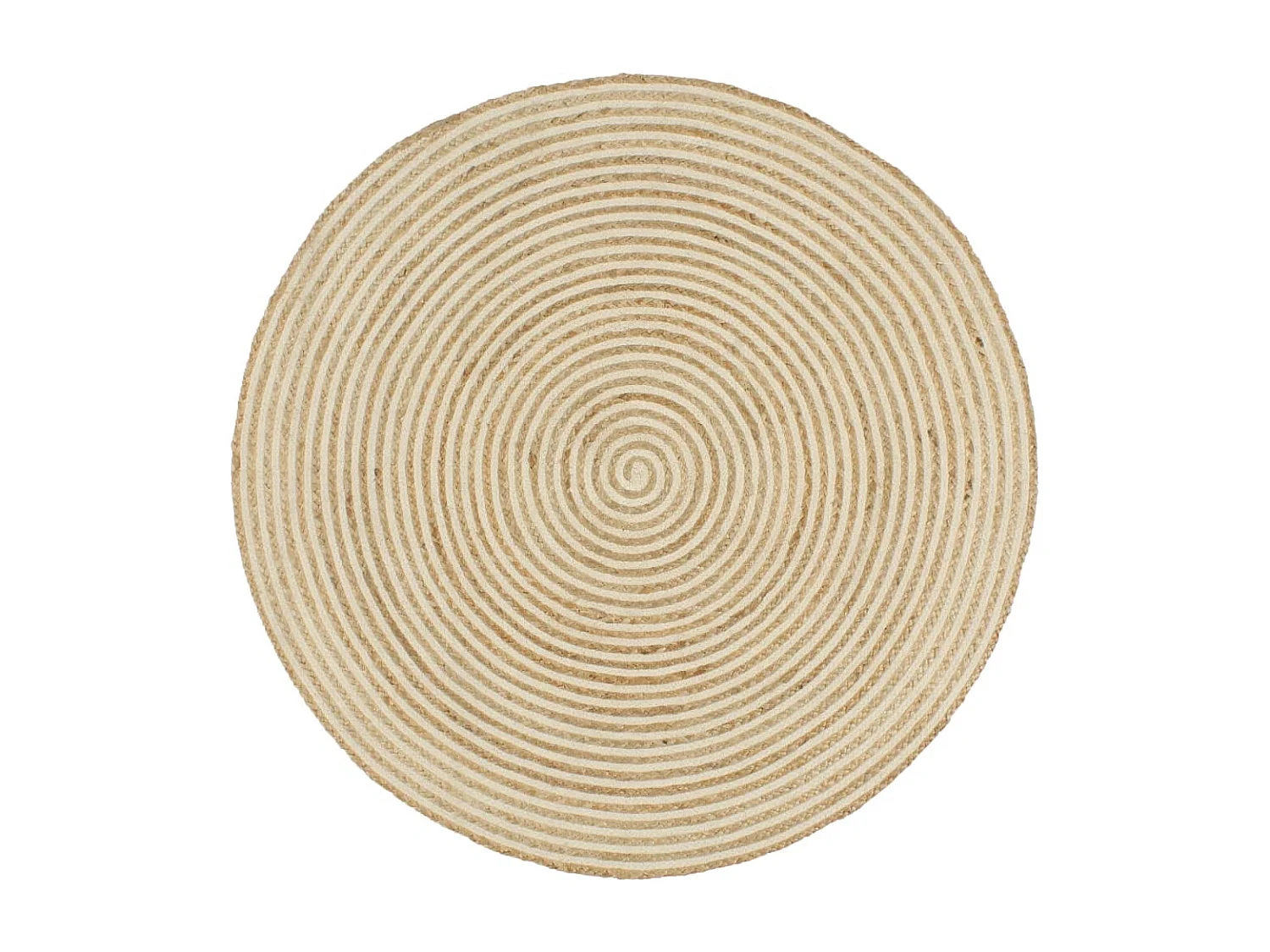 Tapis fait à la main jute avec design de spirale blanc 150 cm