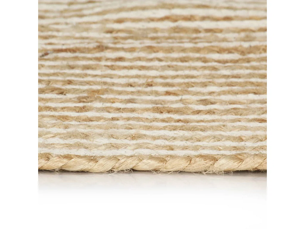 Tapis fait à la main jute avec design de spirale blanc 150 cm