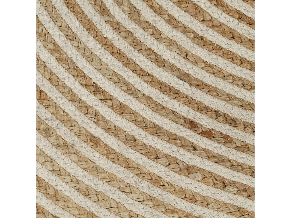 Tapis fait à la main jute avec design de spirale blanc 150 cm