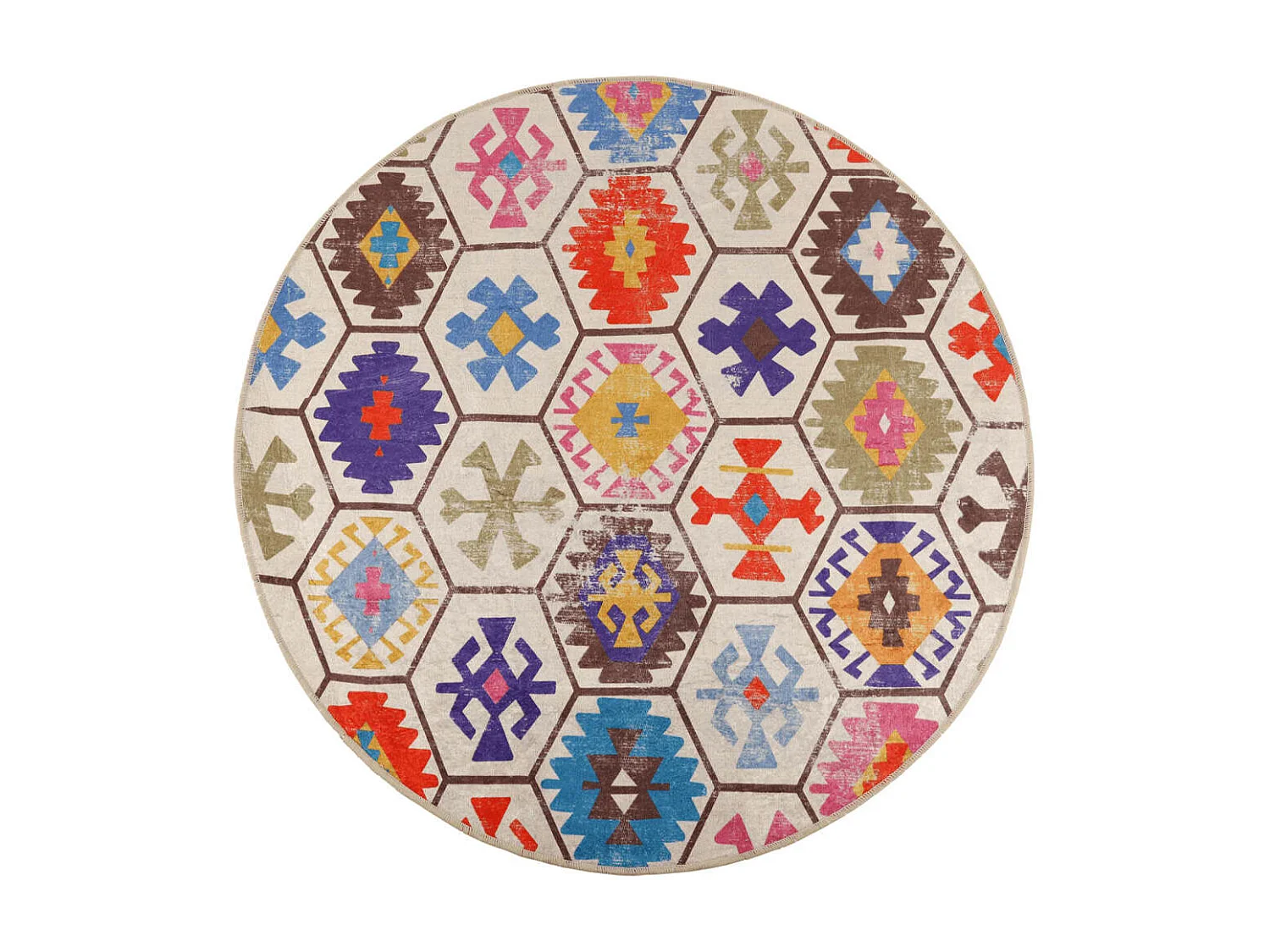 Tapis lavable multicolore ø 120 cm antidérapant