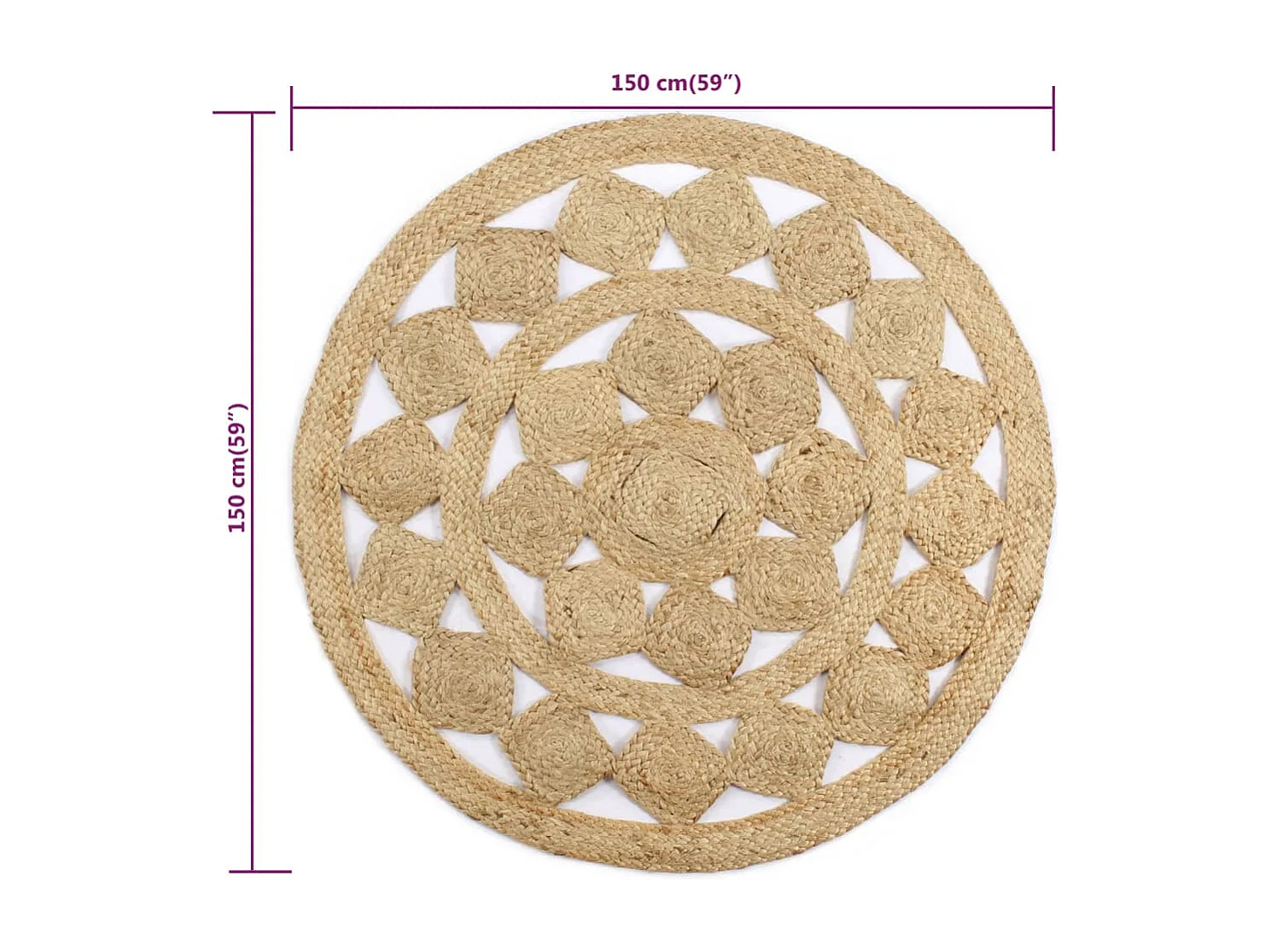 Tapis fait à la main jute tressée 150 cm