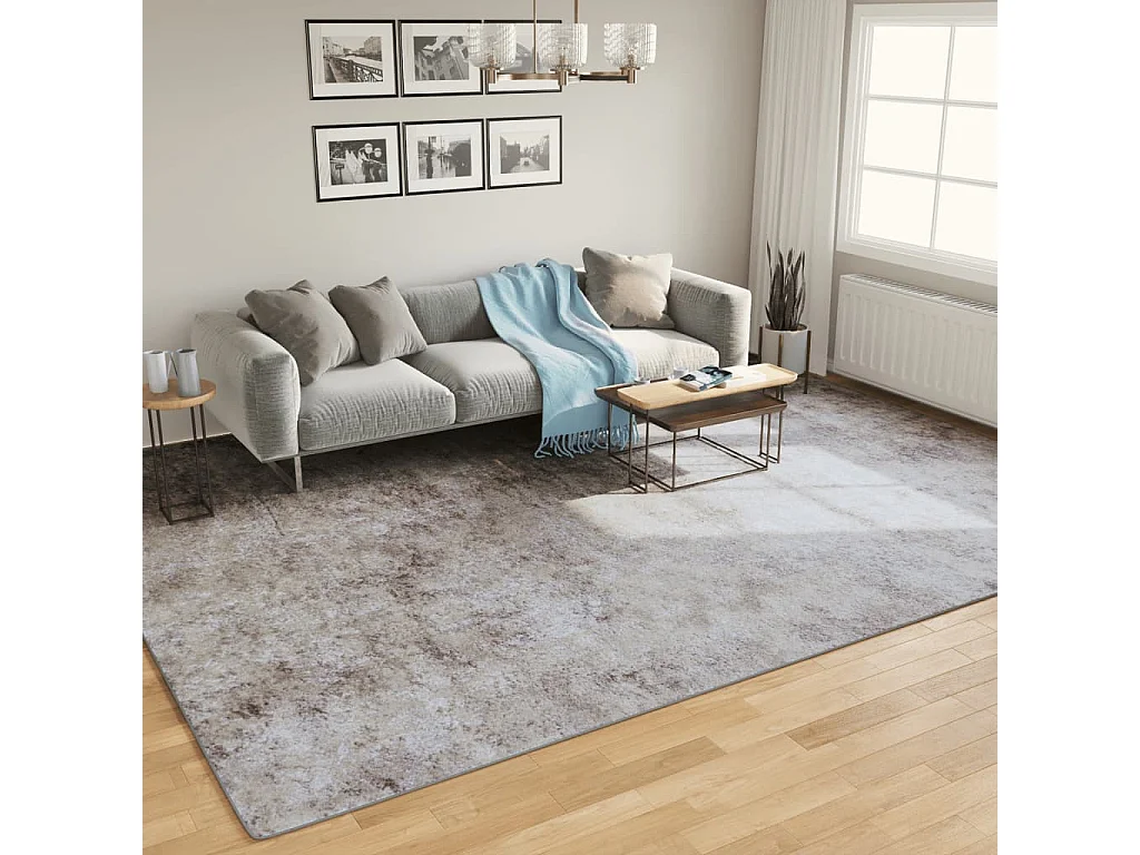 Tapis lavable gris 400x300 cm antidérapant