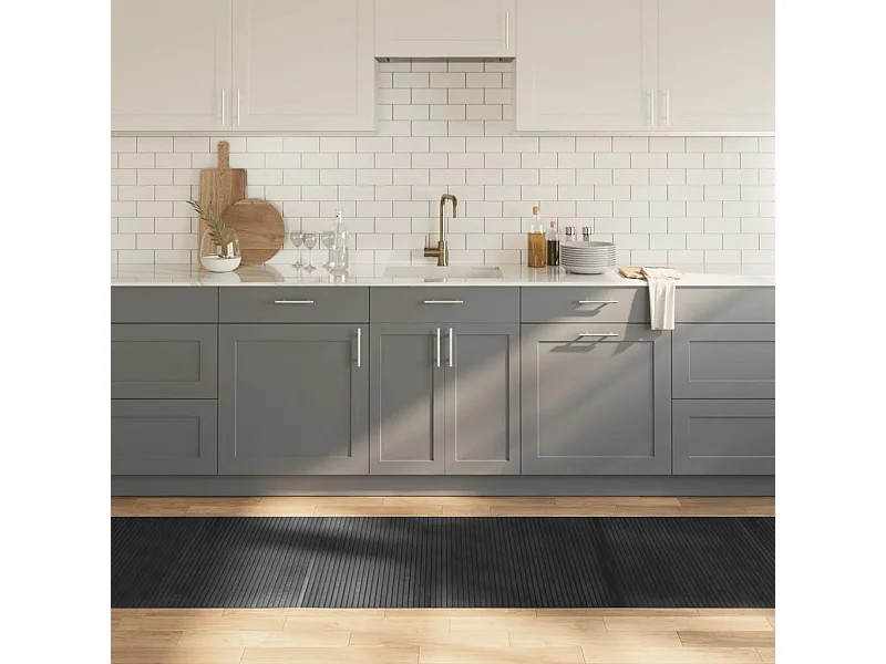 Tapete retangular 80x400 cm bambu cinzento