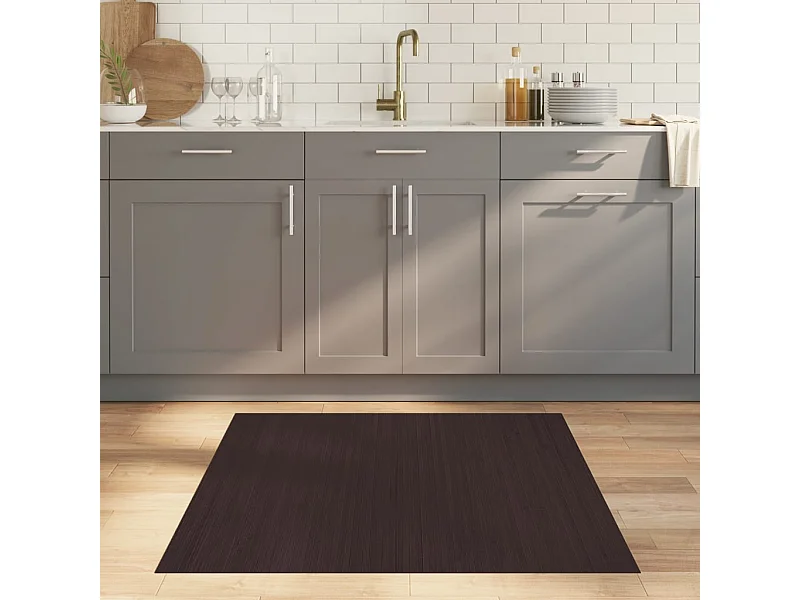 Tapis rectangulaire marron foncé 100x100 cm bambou
