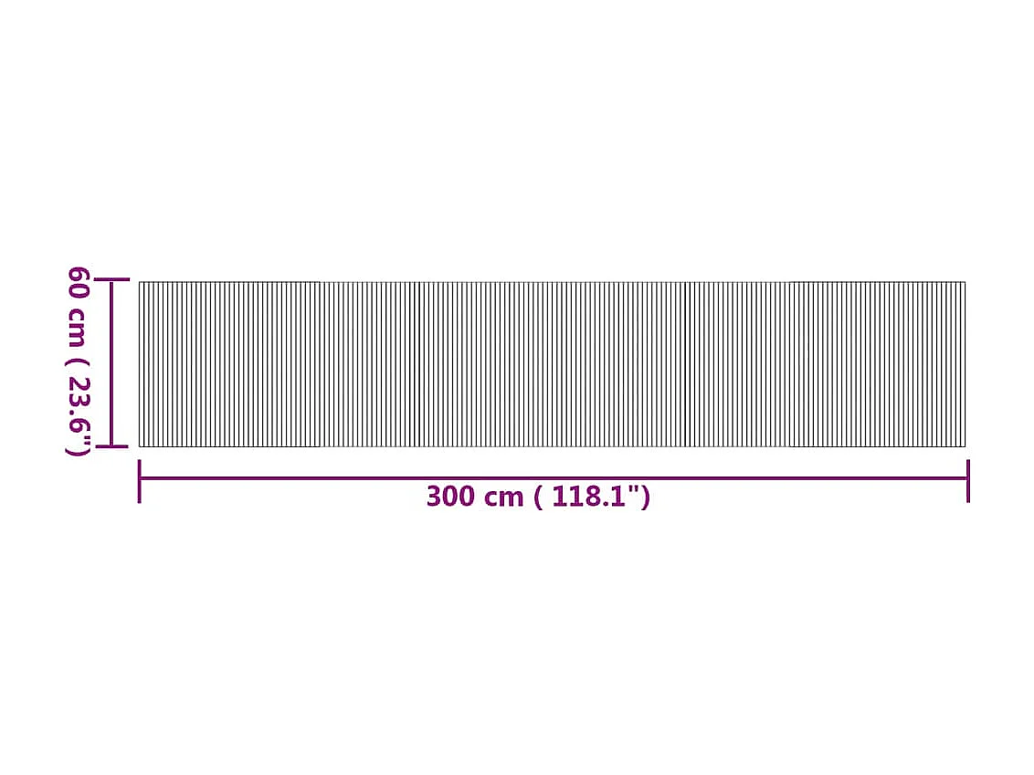 Tapis rectangulaire naturel 60x300 cm bambou