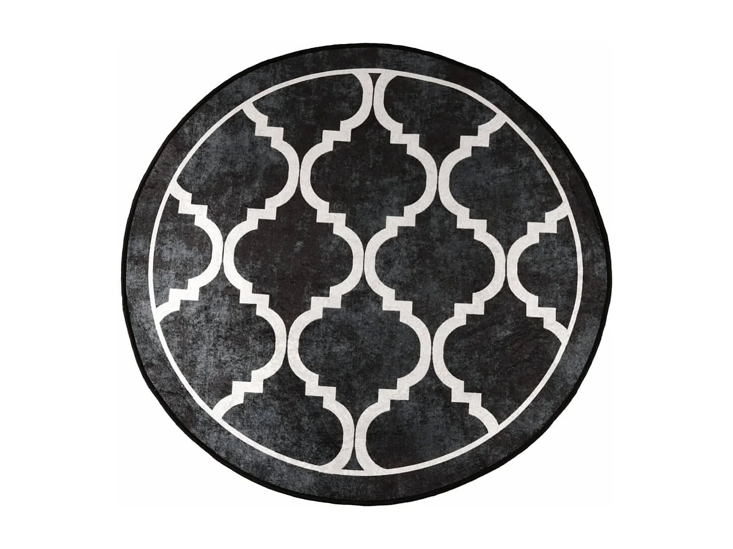 Tapete lavável antiderrapante Ø 120 cm preto e branco
