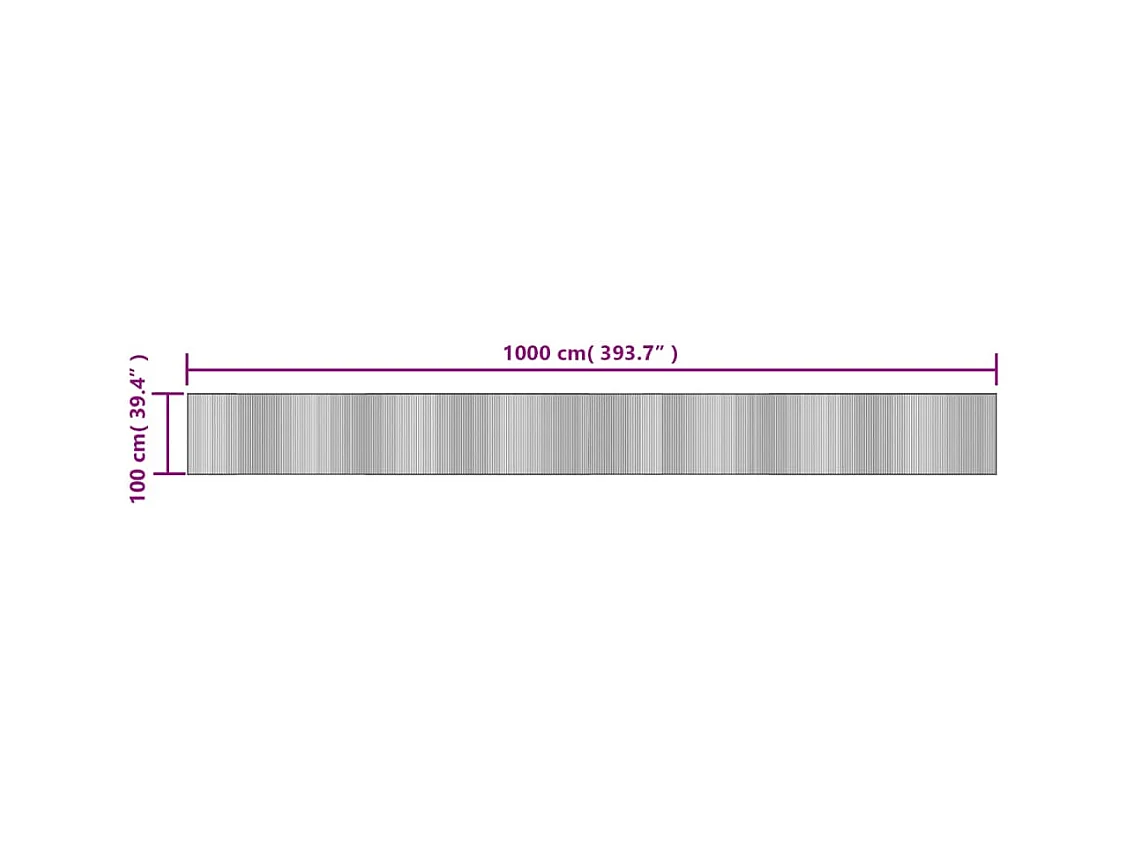 Tapis rectangulaire marron foncé 100x1000 cm bambou