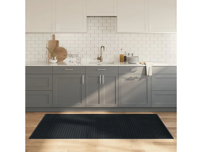 Alfombra rectangular bambú gris 100x200 cm