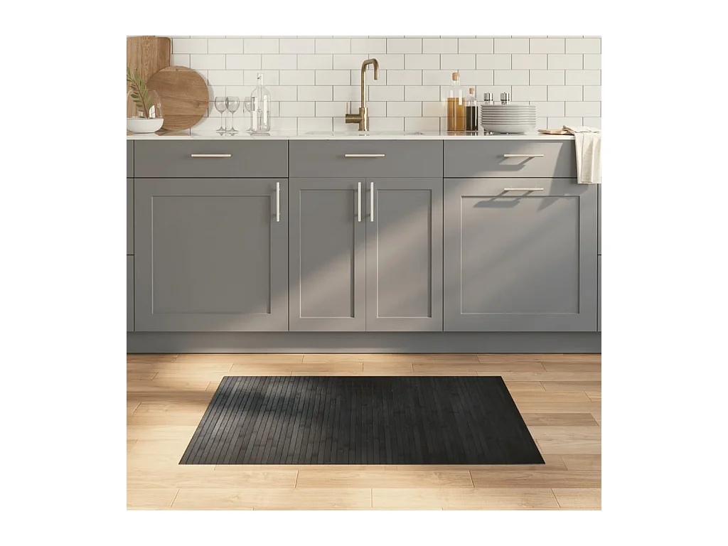 Tapis rectangulaire gris 70x100 cm bambou