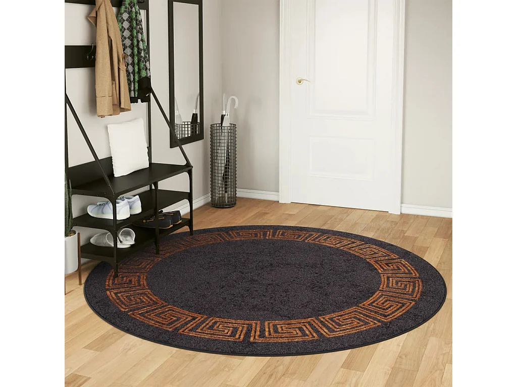 Tapis lavable noir et doré ø 200 cm antidérapant