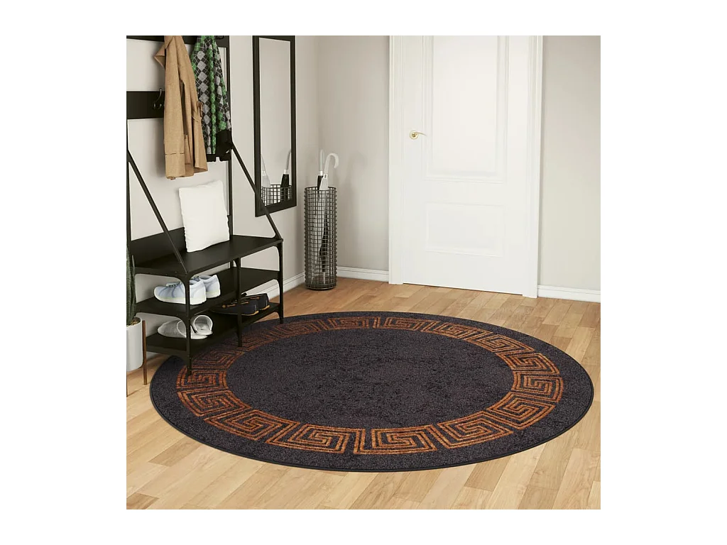 Tapis lavable noir et doré ø 200 cm antidérapant