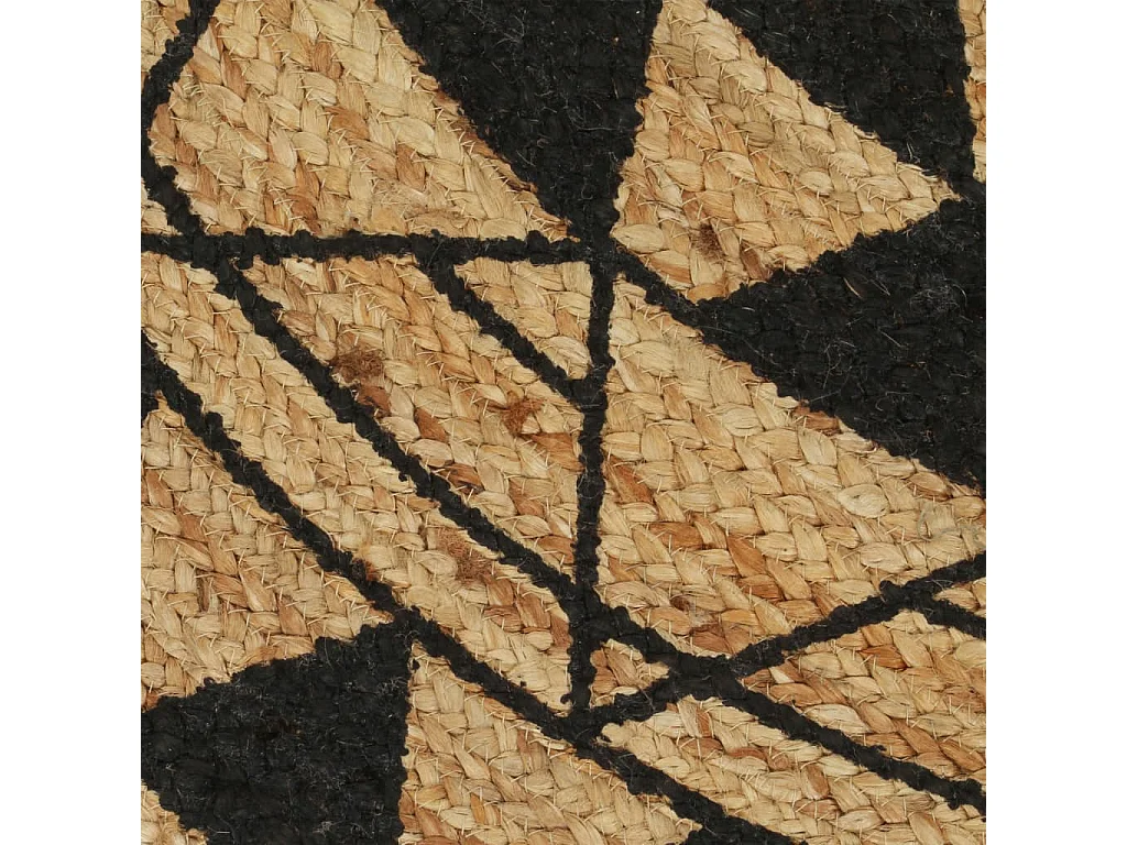 Tapete artesanal em juta com impressão a preto 120 cm