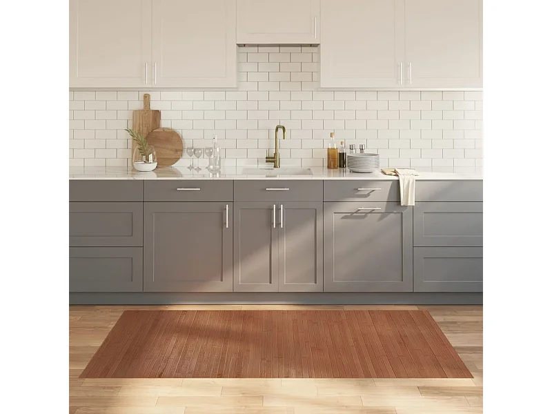 Tapete retangular 100x200 cm bambu castanho