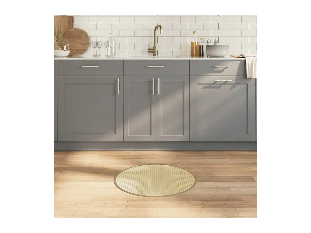 Tapete redondo 60 cm bambu natural claro
