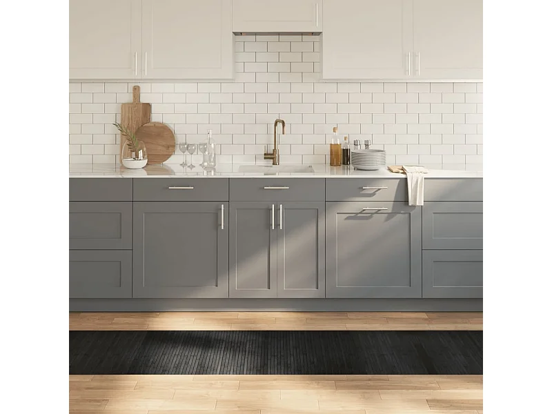 Tapete retangular 60x500 cm bambu cinzento