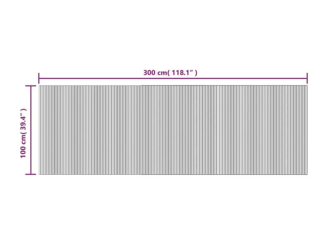 Tapis rectangulaire gris 100x300 cm bambou