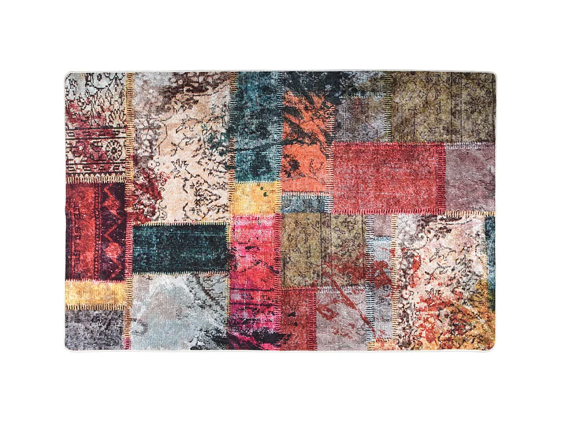 Tapete lavável antiderrapante 80x150 cm patchwork multicor