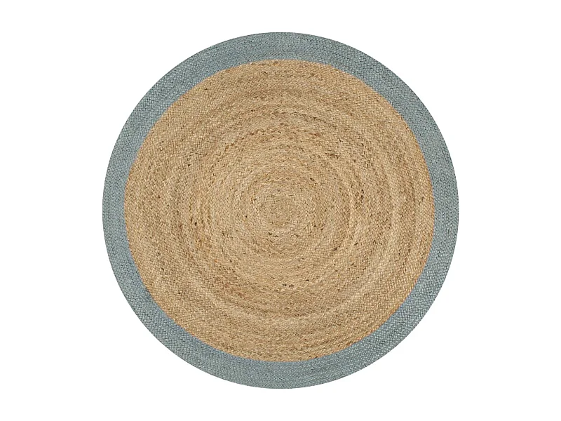 Tapete artesanal em juta com rebordo verde azeitona 150 cm
