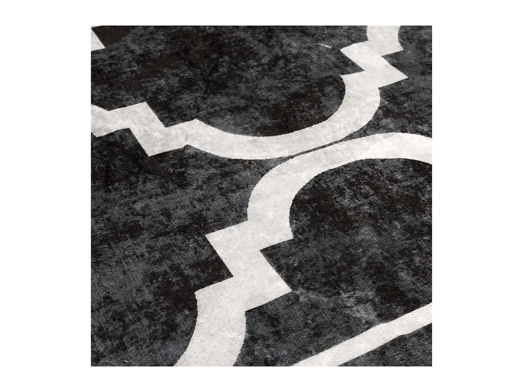 Tapete lavável antiderrapante 80x150 cm preto e branco