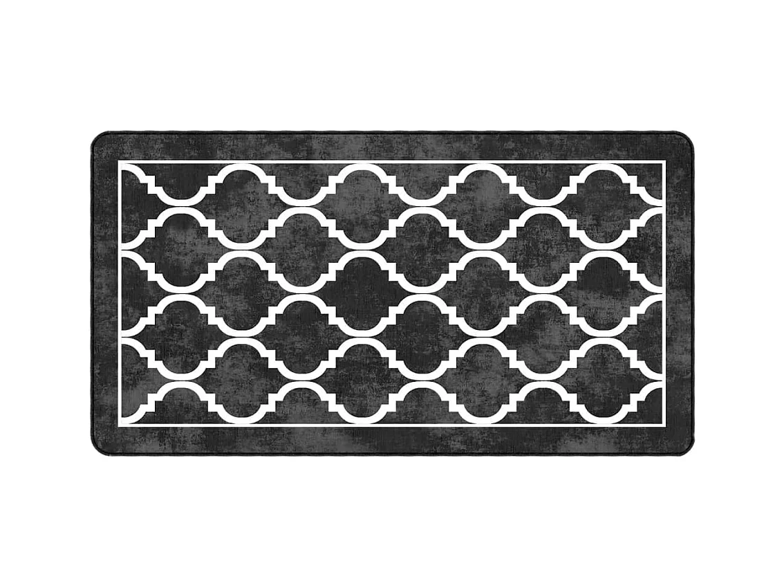 Tapete lavável antiderrapante 80x150 cm preto e branco