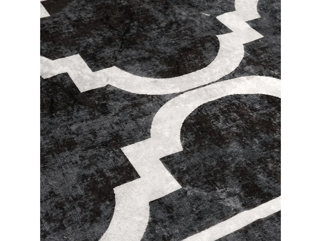 Tapete lavável antiderrapante 80x150 cm preto e branco