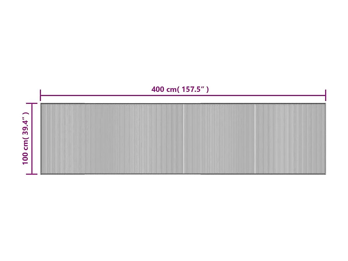 Tapis rectangulaire marron foncé 100x400 cm bambou