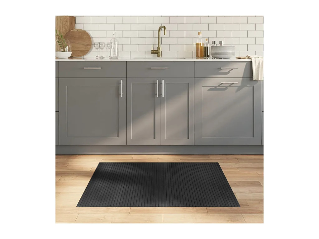 Tapis rectangulaire gris 80x100 cm bambou