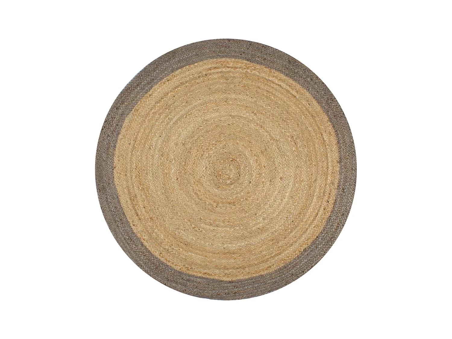 Tapis fait à la main jute avec bord gris 150 cm