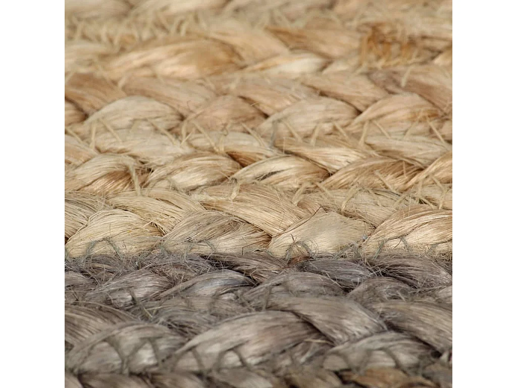 Alfombra de yute tejida a mano con borde gris 150 cm