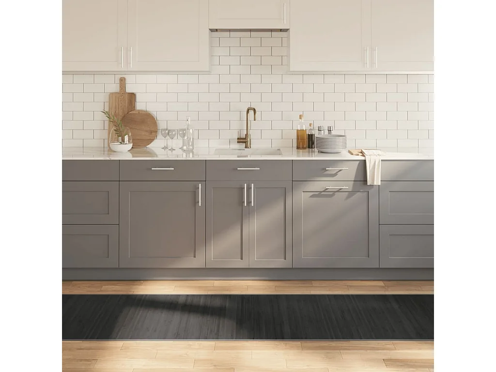 Tapete retangular 70x400 cm bambu cinzento