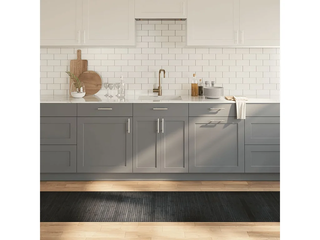 Tapete retangular 70x300 cm bambu cinzento