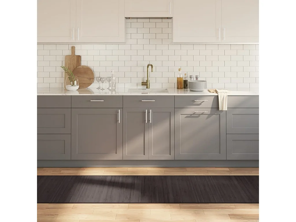 Tapis rectangulaire marron foncé 70x400 cm bambou