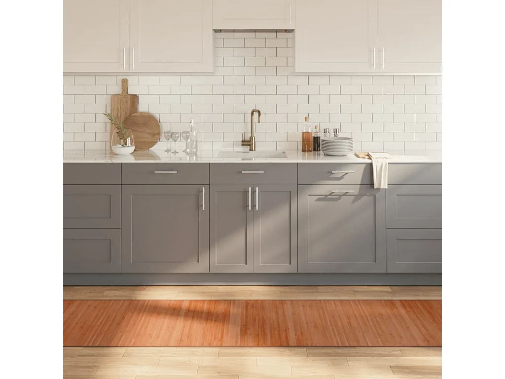 Tapis rectangulaire marron 70x1000 cm bambou