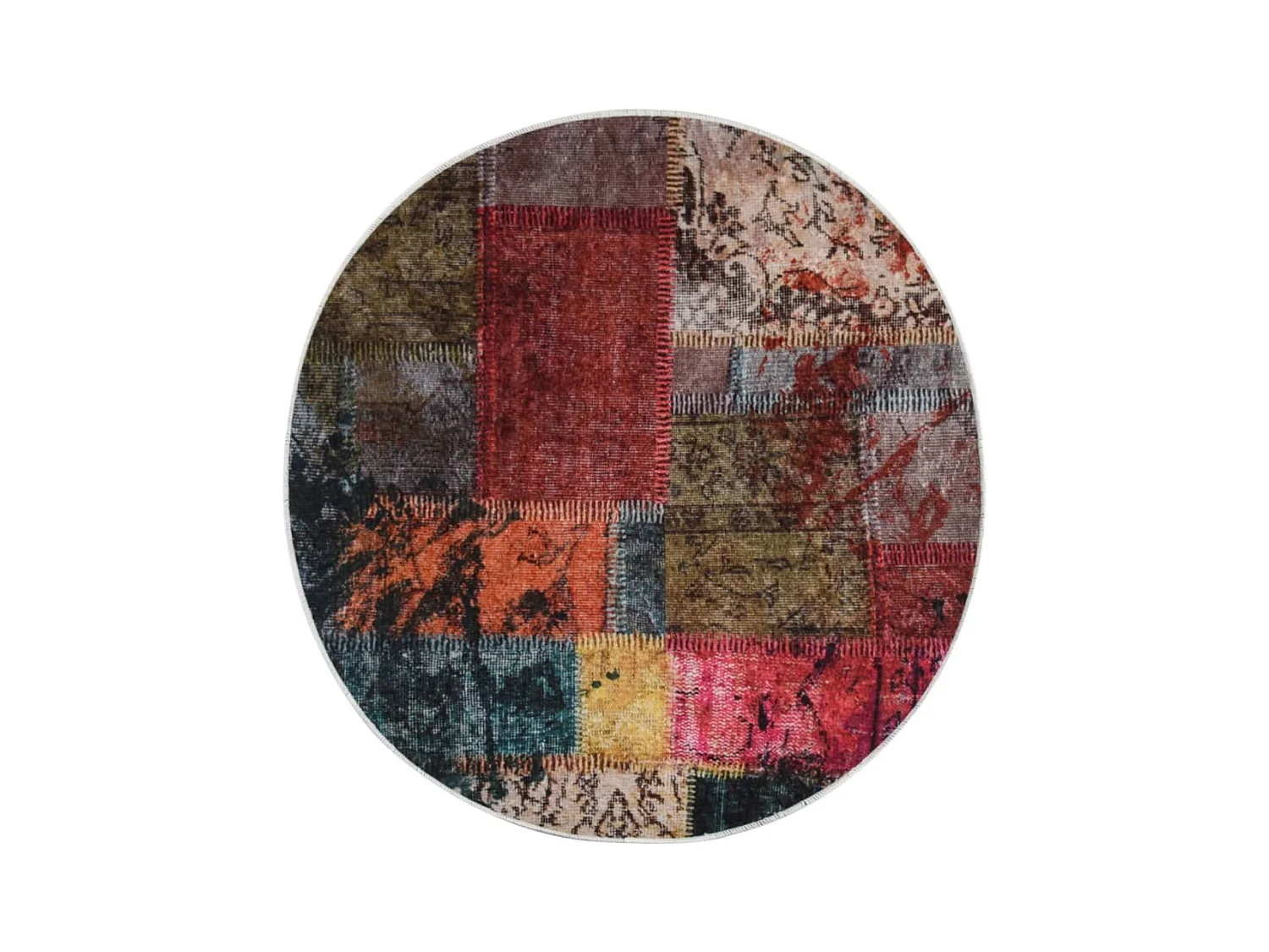Tapis lavable antidérapant patchwork f120 cm multicolore