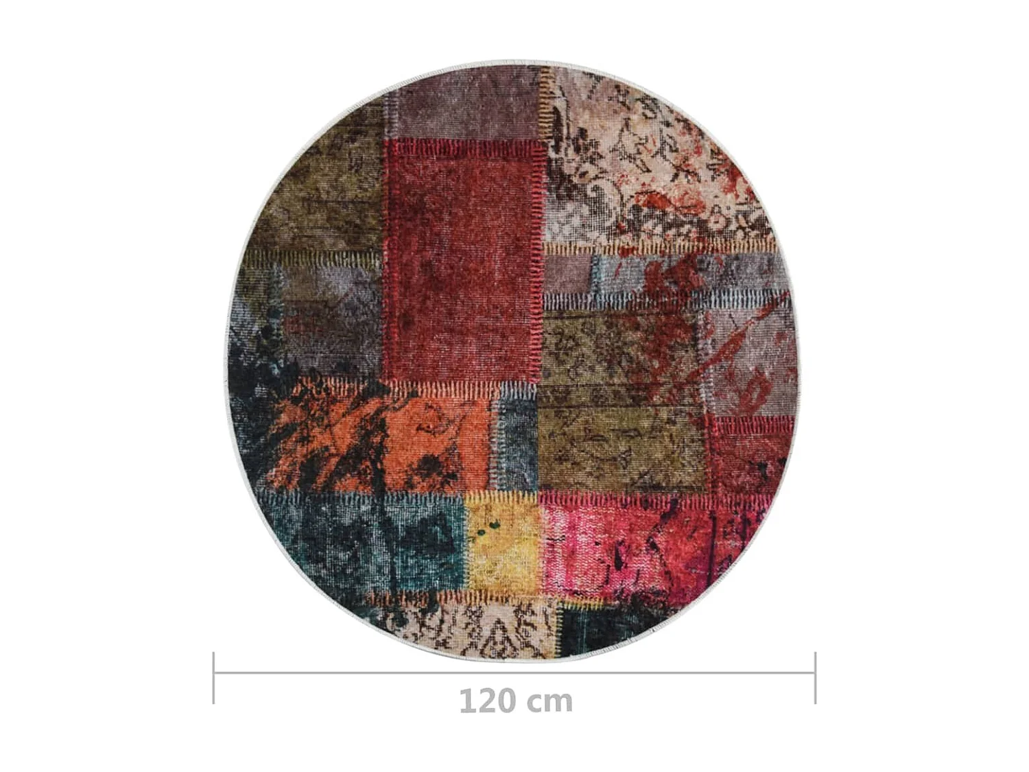 Tapete lavável antiderrapante f120 cm patchwork multicor