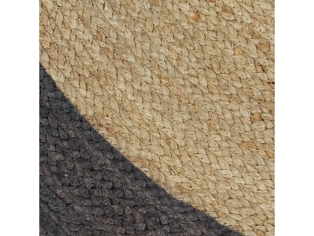 Tapis fait à la main jute avec bord gris foncé 150 cm