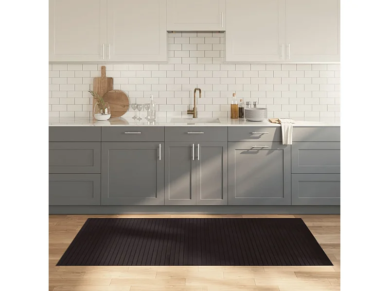 Tapete retangular 100x200 cm bambu castanho-escuro