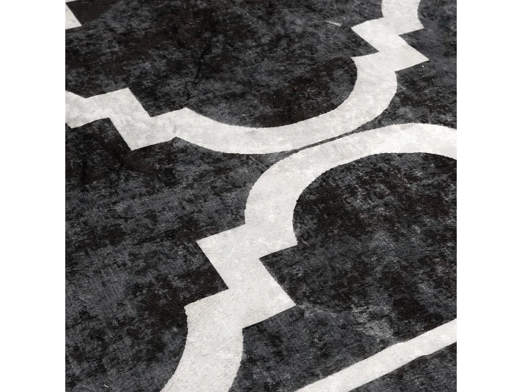 Tapete lavável antiderrapante 160x230 cm preto e branco