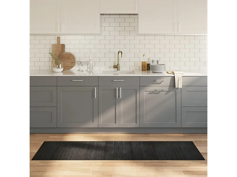 Tapete retangular 60x200 cm bambu cinzento