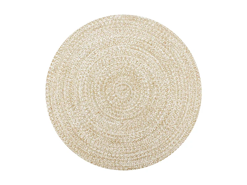 Tapete artesanal em juta branco e natural 150 cm